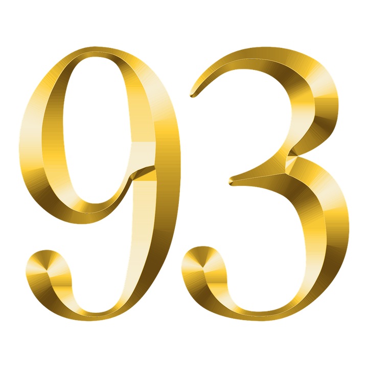 Numar cifra 93, Pentru casa, Efect 3D, Numere de usa, cutie postala, apartament, hotel, birou, camera, curte, cafenea, Autoadeziv, Cri-Flo, Culoare Auriu, Inaltime 8 cm