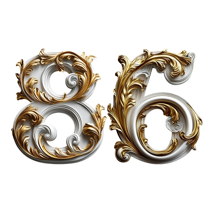 Numar cifra 86, Pentru casa, Efect 3D, Numere de usa, cutie postala, apartament, hotel, birou, camera, curte, cafenea, Autoadeziv, Cri-Flo, Culoare Alb, Inaltime 8 cm