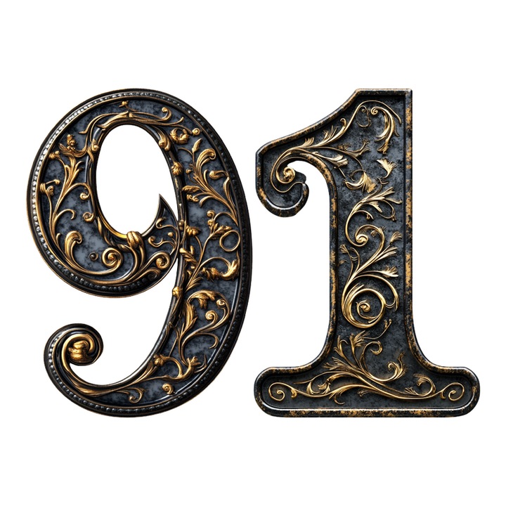 Număr pentru ușă 91, Cri-Flo, efect 3D, autoadeziv, negru, 8cm