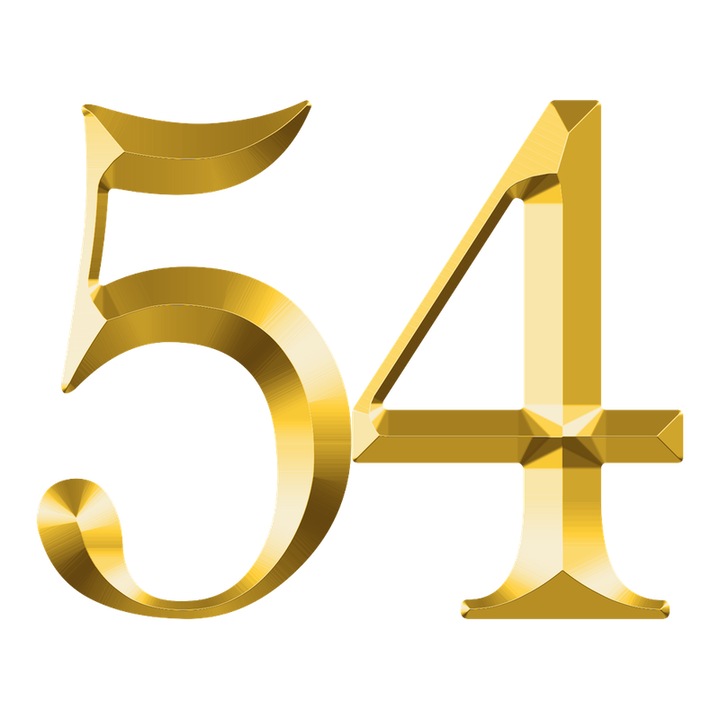 Număr pentru ușă 54, Cri-Flo, 3D, auriu, 8cm