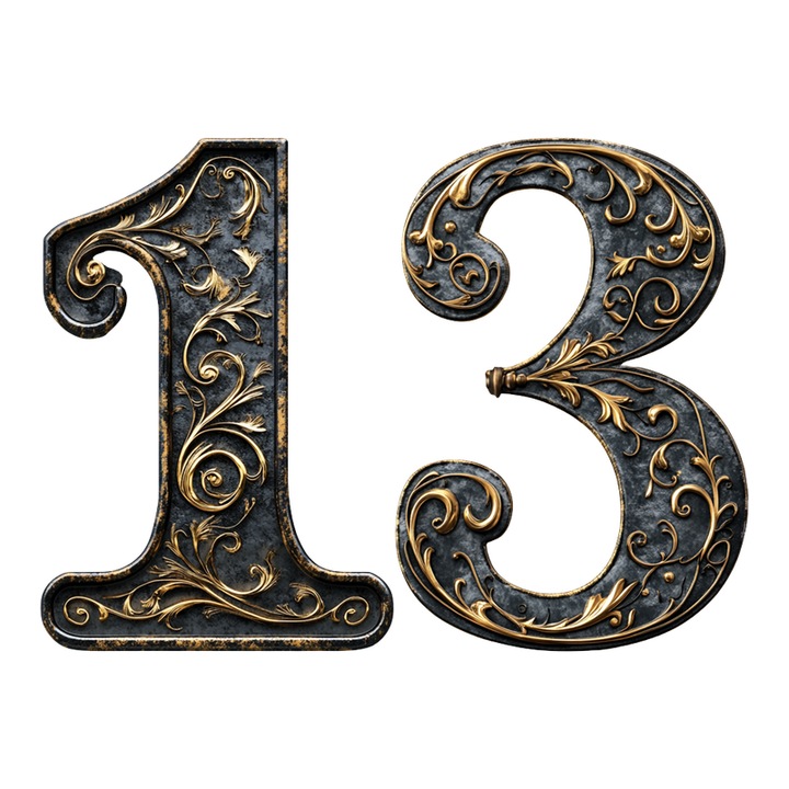 Numar cifra 13, Pentru casa, Efect 3D, Numere de usa, cutie postala, apartament, hotel, birou, camera, curte, cafenea, Autoadeziv, Cri-Flo, Culoare Negru, Inaltime 8 cm