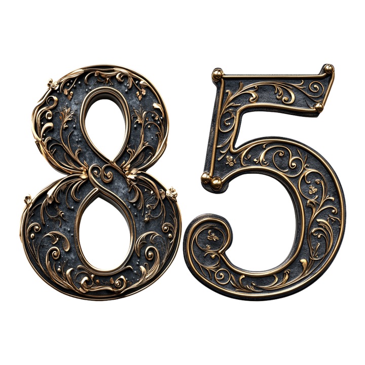 Numar cifra 85, Pentru casa, Efect 3D, Numere de usa, cutie postala, apartament, hotel, birou, camera, curte, cafenea, Autoadeziv, Cri-Flo, Culoare Negru, Inaltime 8 cm