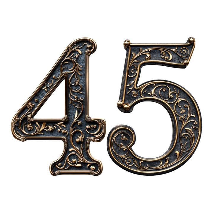 Numar cifra 45, Pentru casa, Efect 3D, Numere de usa, cutie postala, apartament, hotel, birou, camera, curte, cafenea, Autoadeziv, Cri-Flo, Culoare Negru, Inaltime 8 cm