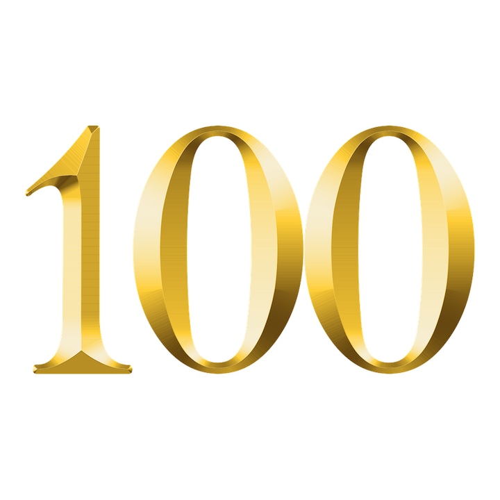 Numar cifra 100, Pentru casa, Efect 3D, Numere de usa, cutie postala, apartament, hotel, birou, camera, curte, cafenea, Autoadeziv, Cri-Flo, Culoare Auriu, Inaltime 8 cm