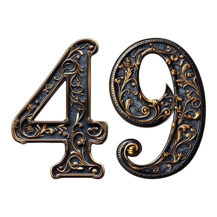 Numar cifra 49, Pentru casa, Efect 3D, Numere de usa, cutie postala, apartament, hotel, birou, camera, curte, cafenea, Autoadeziv, Cri-Flo, Culoare Negru, Inaltime 8 cm