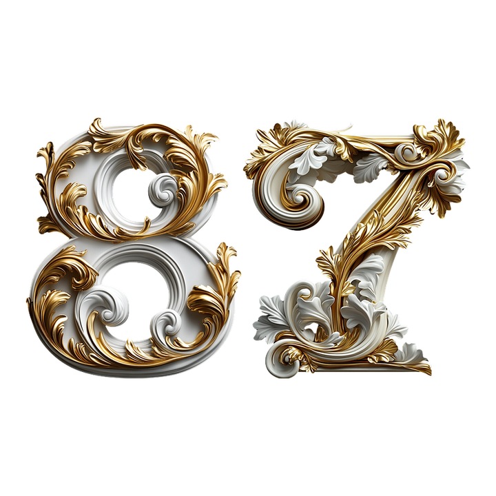 Numar cifra 87, Pentru casa, Efect 3D, Numere de usa, cutie postala, apartament, hotel, birou, camera, curte, cafenea, Autoadeziv, Cri-Flo, Culoare Alb, Inaltime 8 cm