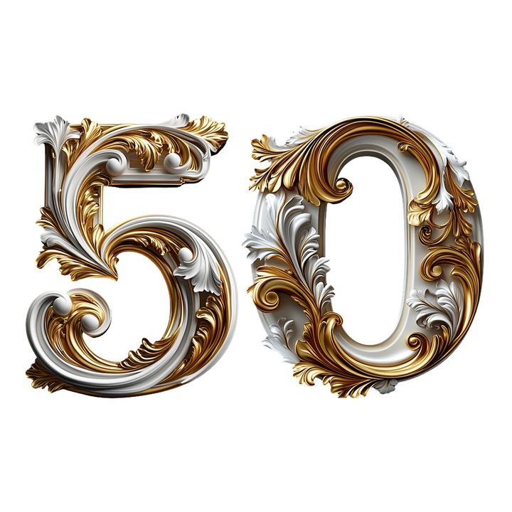 Numar cifra 50, Pentru casa, Efect 3D, Numere de usa, cutie postala, apartament, hotel, birou, camera, curte, cafenea, Autoadeziv, Cri-Flo, Culoare Alb, Inaltime 8 cm