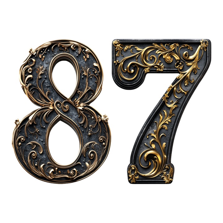 Numar cifra 87, Pentru casa, Efect 3D, Numere de usa, cutie postala, apartament, hotel, birou, camera, curte, cafenea, Autoadeziv, Cri-Flo, Culoare Negru, Inaltime 8 cm