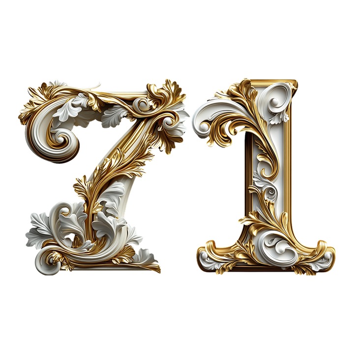 Număr pentru ușă 71, CRI-FLO, autoadeziv, 3D, alb, 8cm