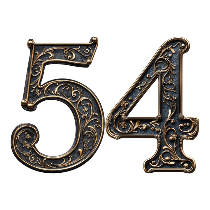 Numar cifra 54, Pentru casa, Efect 3D, Numere de usa, cutie postala, apartament, hotel, birou, camera, curte, cafenea, Autoadeziv, Cri-Flo, Culoare Negru, Inaltime 8 cm