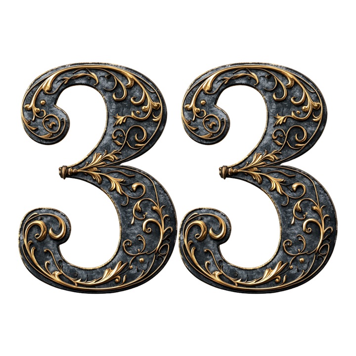 Numar cifra 33, Pentru casa, Efect 3D, Numere de usa, cutie postala, apartament, hotel, birou, camera, curte, cafenea, Autoadeziv, Cri-Flo, Culoare Negru, Inaltime 8 cm