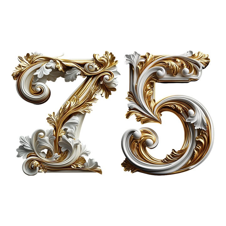 Numar cifra 75, Pentru casa, Efect 3D, Numere de usa, cutie postala, apartament, hotel, birou, camera, curte, cafenea, Autoadeziv, Cri-Flo, Culoare Alb, Inaltime 8 cm