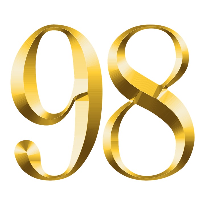 Numar cifra 98, Pentru casa, Efect 3D, Numere de usa, cutie postala, apartament, hotel, birou, camera, curte, cafenea, Autoadeziv, Cri-Flo, Culoare Auriu, Inaltime 8 cm