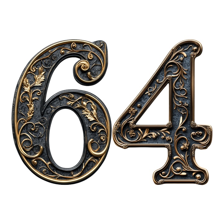 Numar cifra 64, Pentru casa, Efect 3D, Numere de usa, cutie postala, apartament, hotel, birou, camera, curte, cafenea, Autoadeziv, Cri-Flo, Culoare Negru, Inaltime 8 cm