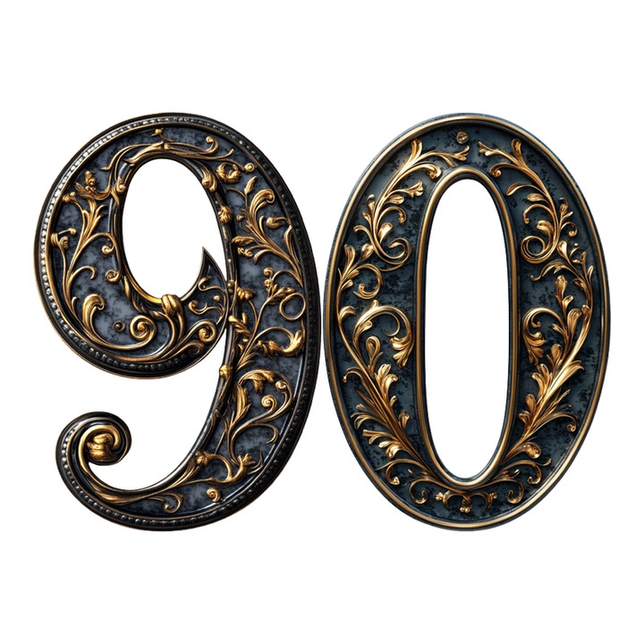 Numar cifra 90, Pentru casa, Efect 3D, Numere de usa, cutie postala, apartament, hotel, birou, camera, curte, cafenea, Autoadeziv, Cri-Flo, Culoare Negru, Inaltime 8 cm