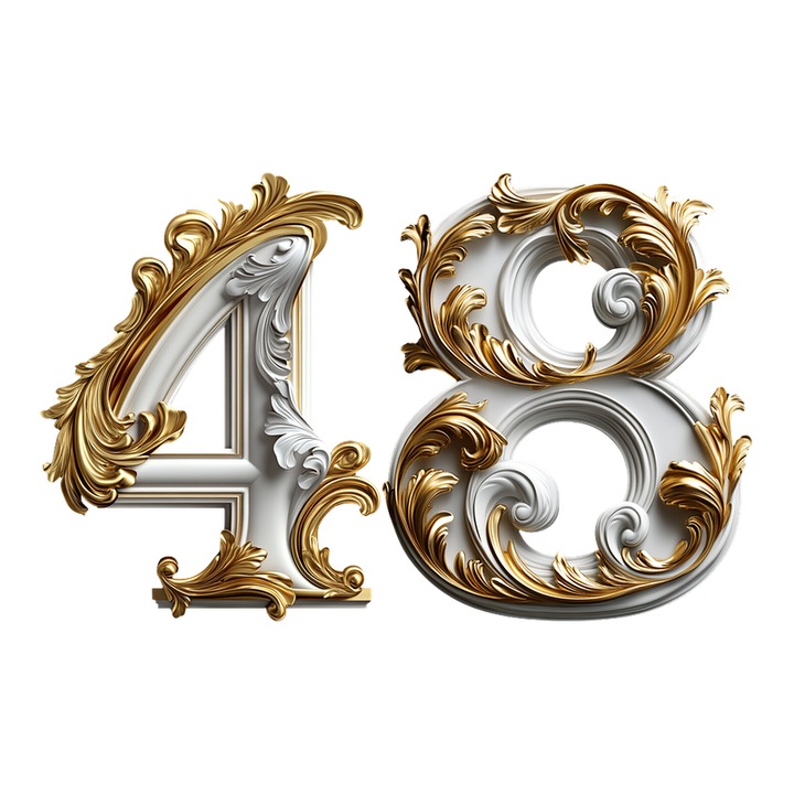 Numar cifra 48, Pentru casa, Efect 3D, Numere de usa, cutie postala, apartament, hotel, birou, camera, curte, cafenea, Autoadeziv, Cri-Flo, Culoare Alb, Inaltime 8 cm