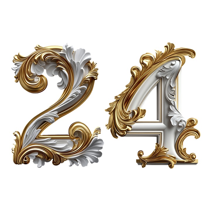 Numar cifra 24, Pentru casa, Efect 3D, Numere de usa, cutie postala, apartament, hotel, birou, camera, curte, cafenea, Autoadeziv, Cri-Flo, Culoare Alb, Inaltime 8 cm