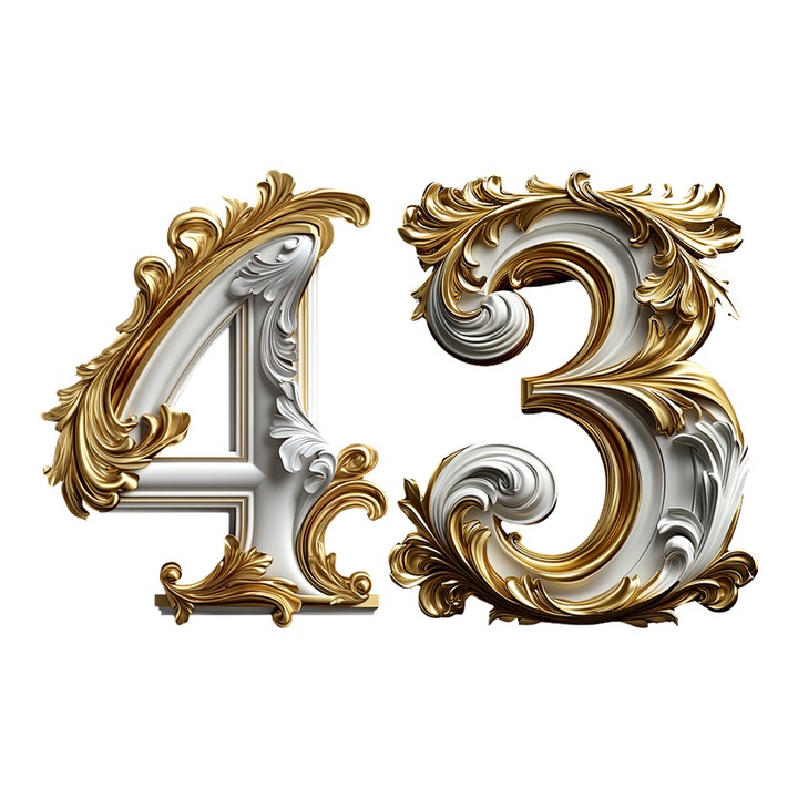 Număr pentru ușă autoadeziv 3D, CRI-FLO, cifra 43, alb, 8cm