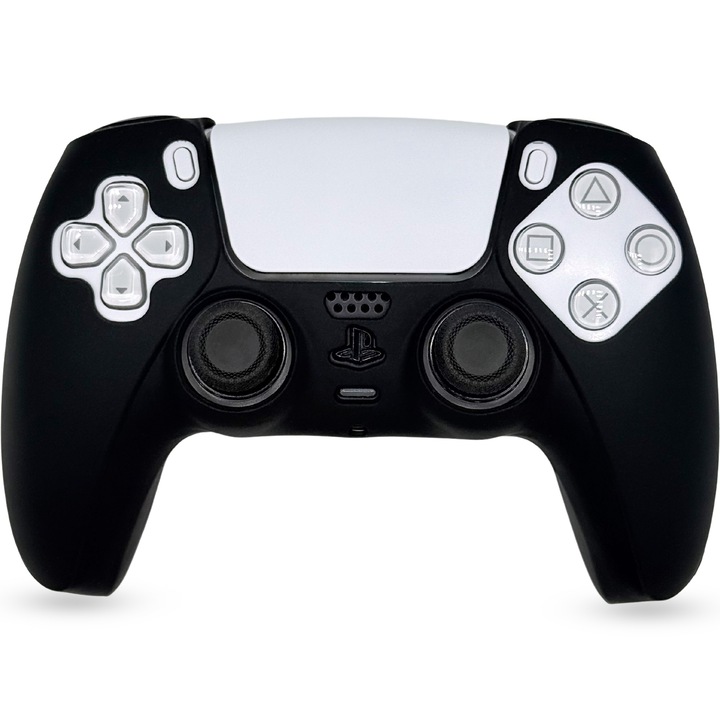 Husa controller PlayStation 5, silicon antiderapant impotriva mizeriei si a transpiratiei, skin controler PS5 - negru