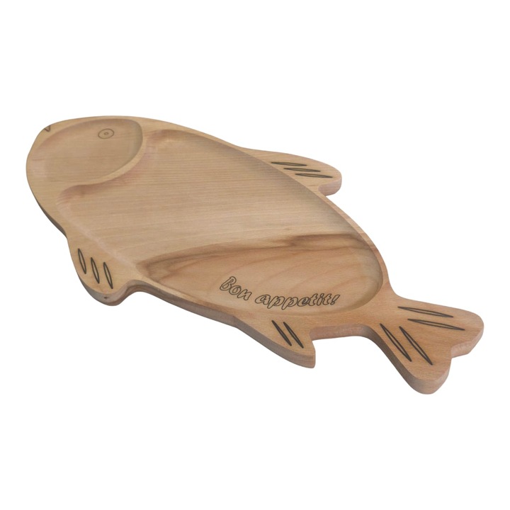 Platou din lemn cu forma peste, ArtKer, 49x24cm