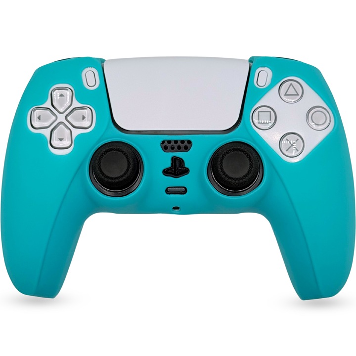 Husa controller PlayStation 5, silicon antiderapant impotriva mizeriei si a transpiratiei, skin controler PS5 - turcoaz