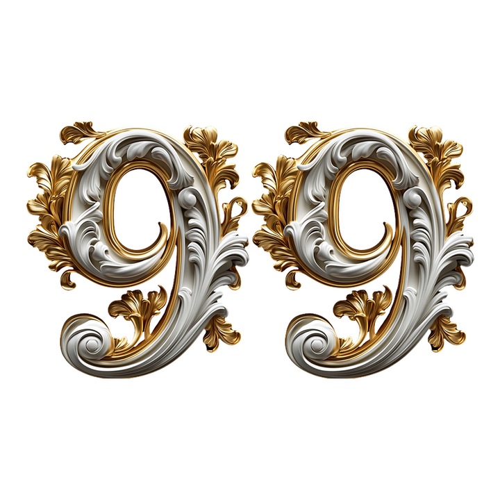 Numar cifra 99, Pentru casa, Efect 3D, Numere de usa, cutie postala, apartament, hotel, birou, camera, curte, cafenea, Autoadeziv, Cri-Flo, Culoare Alb, Inaltime 8 cm