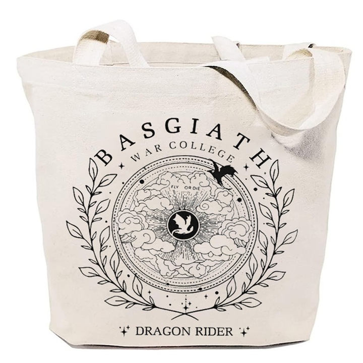 Geantă de umăr Generic, imprimeu pterosaur flori de munte, bumbac, 38x34cm, ușoară și durabilă