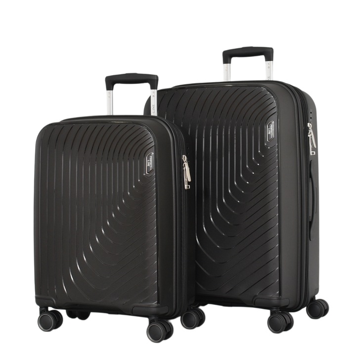 Set valize PERFECT++LINE PP 2004, Extender, 65/45/27 cm, Negru, 2 bucati