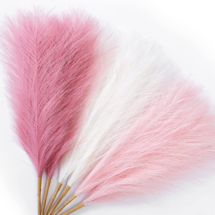 Комплект от 30 декоративни изкуствени растения, Axroad Mall, Стабилизирани естествени цветя, синтетична пампаска трева, Неувяхващи, Елегантни, Меки, За интериорна и екстериорна декорация, Фина коприна, Железен прът, 55 см, Многоцветни