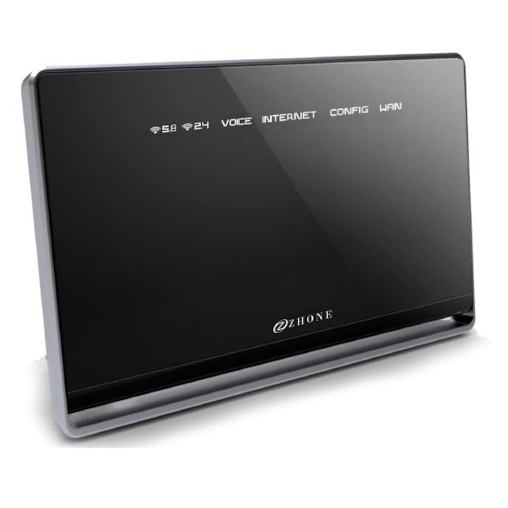Router Wireless Zhone 27XXA1/H1, GPON ONT, 4 porturi LAN, WiFi dual-band 2.4GHz si 5.8GHz, montare pe perete, utilizat