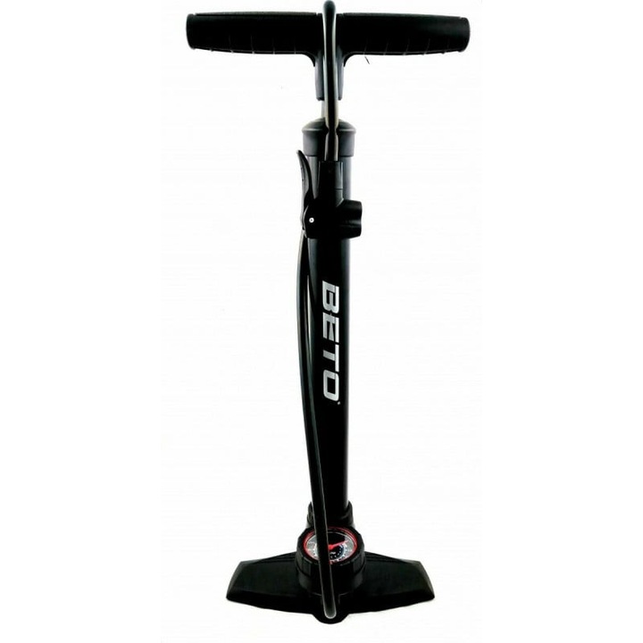 Помпа Beto CMP-151SG1, голяма, стоманена, с основа, двоен клапан, манометър, 160 psi, черна, A570, AM (LO)