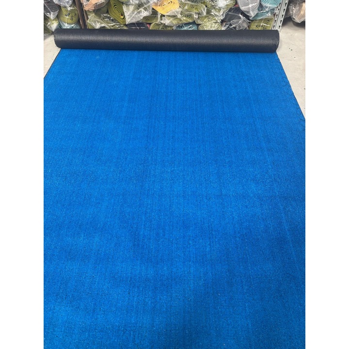 Изкуствена трева FLAT, Модел Covorexpert F7, Ширина 2 м, Размер 200 x 300 см, Синя, Височина на нишката 7 мм, Антиалергична, Полипропилен, Двор, Тераса, Балкон, Басейн, Детска площадка, Детска градина, Спортно игрище