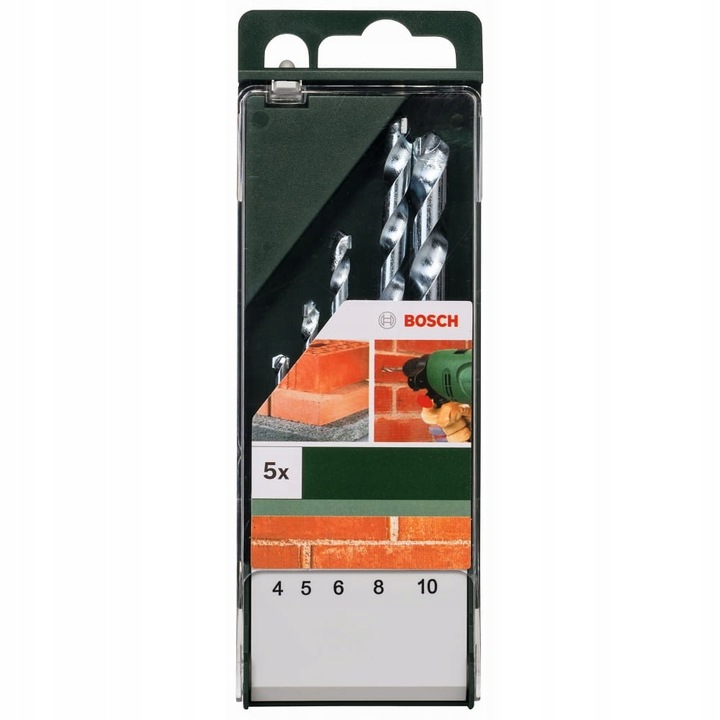 Set burghie pentru piatra Bosch 4-10mm, 5 bucati, rezistente la impact, cilindrice