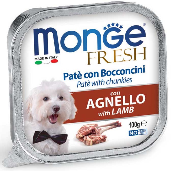 Pate pentru caini cu carne de miel, Monge, 100g, fara cereale