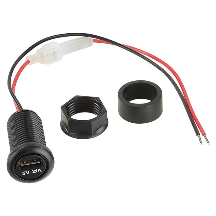 ACV USB autós adapter 12V->5V, 2.1A, fekete, 28x45mm