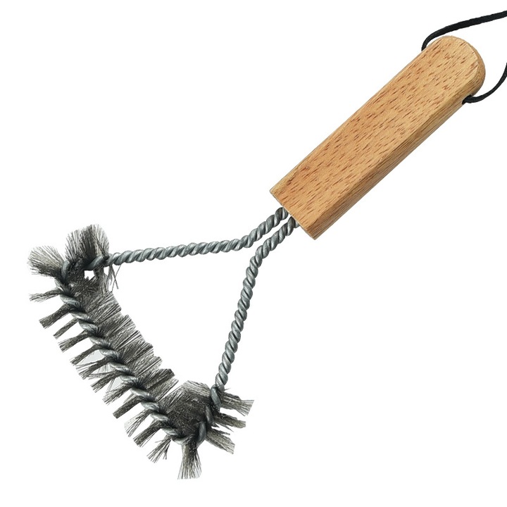 Perie gratar, maner stejar, inox 20.5x11.5cm