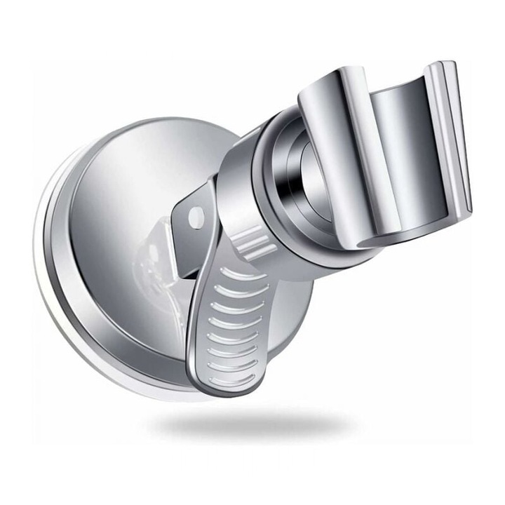 Suport pentru dus, universal, rotativ 360°, material ABS ecologic, argintiu, diametru 7cm, inaltime 10cm