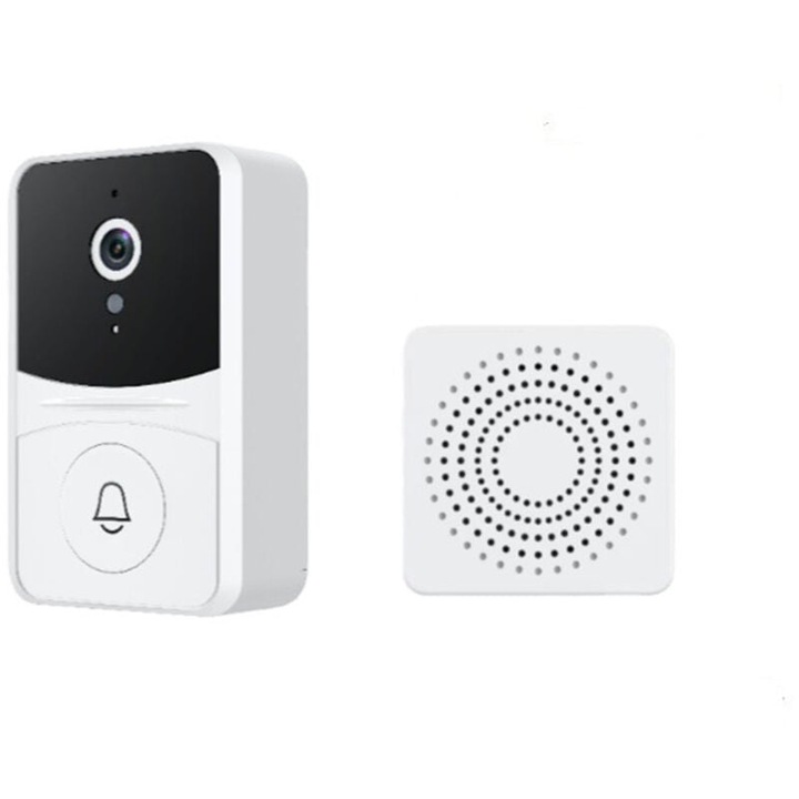 Sonerie inteligenta Tuya, camera HD, viziune nocturna, 46x73x25mm, alb