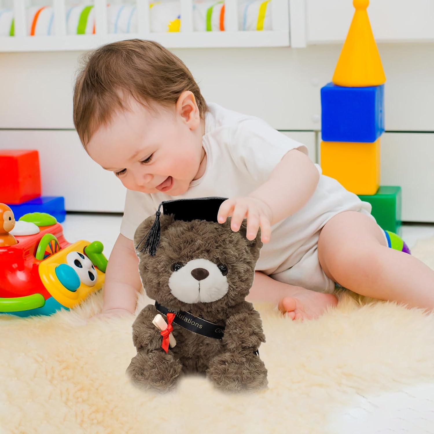 Ursulet de plus Kawaii, 23cm, cu palarie de absolvire, cadou pentru ...