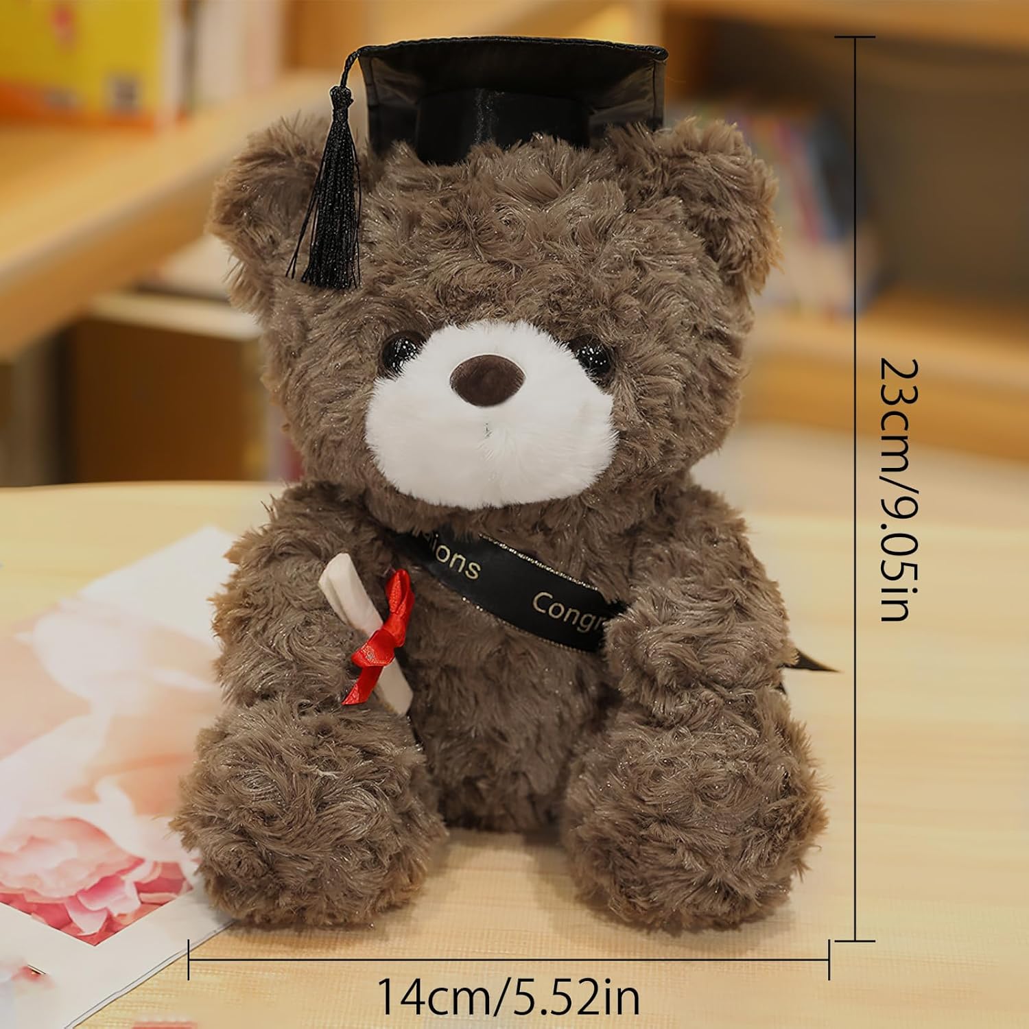 Ursulet de plus Kawaii, 23cm, cu palarie de absolvire, cadou pentru ...