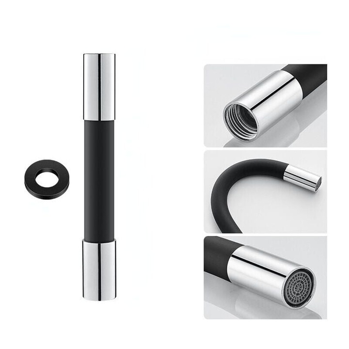 Extensie flexibila pentru robinet, 20cm, silicon, design anti-stropire