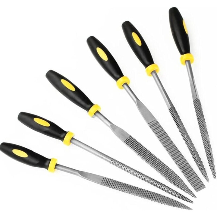 Set de 6 pile din otel, 4x160mm, forme variate pentru lemn si metal