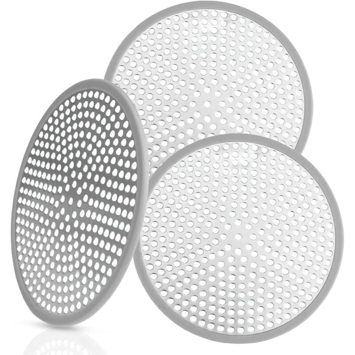 Set 3 accesorii anti-par pentru dus, filtru pentru cada, 118mm, inox