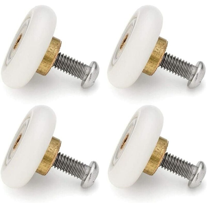 Set 4 rotite pentru usi de dus, cupru si nylon, 25mm