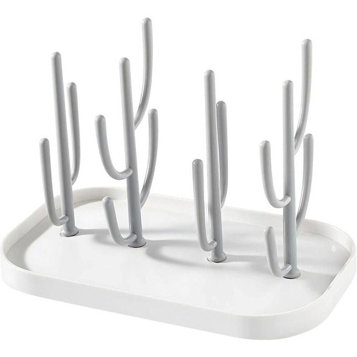 Suport pentru uscat sticle, gri, 25.5x14.5x19cm, design ramuri, portabil si pliabil