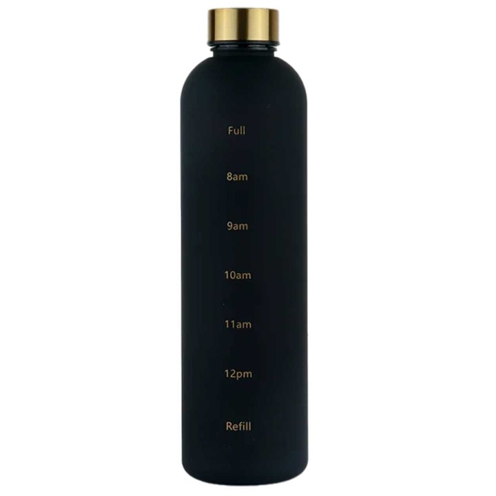 Sticla de apa, 1000 ml, negru/auriu