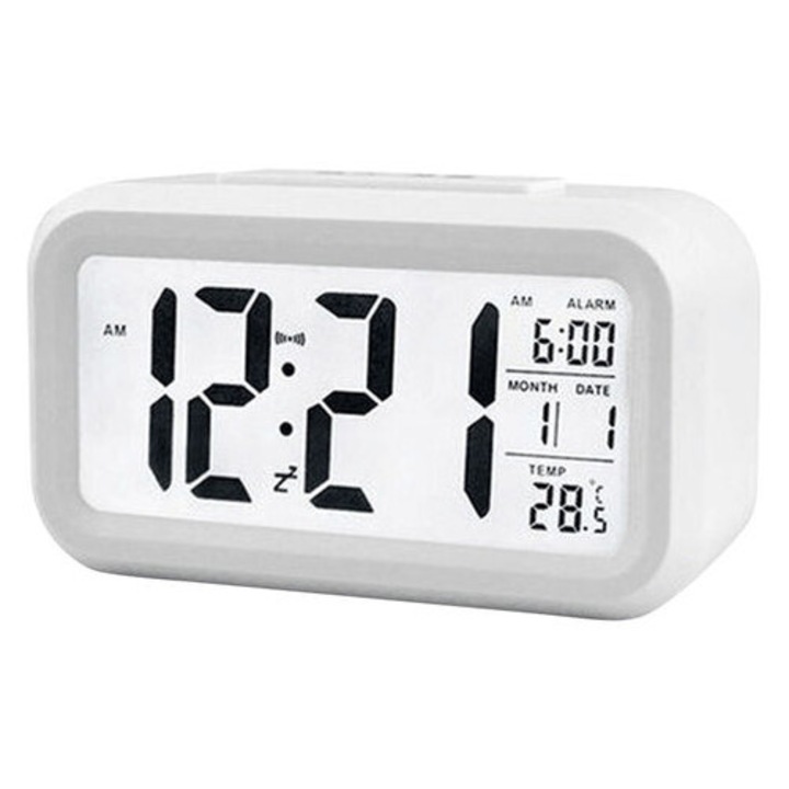 Ceas inteligent, electronic, digital, alb