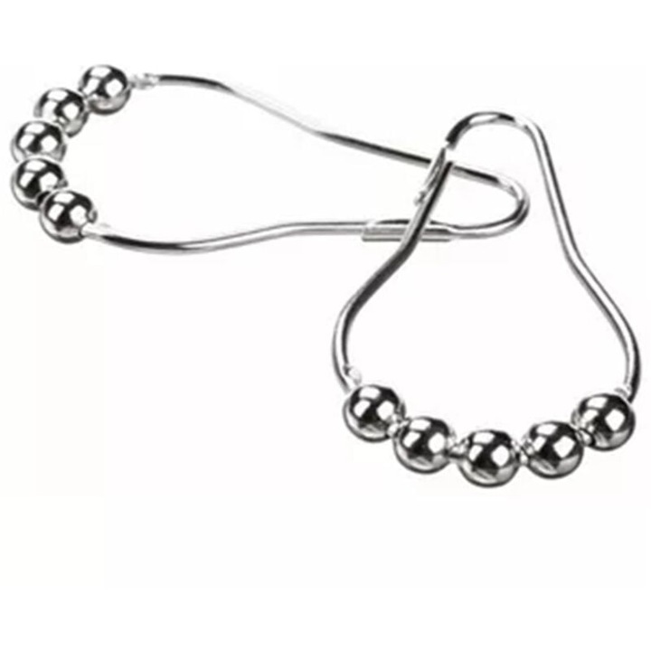 Set de 12 inele metalice pentru perdele de dus, 55x55mm, finisaj nichel, design modern