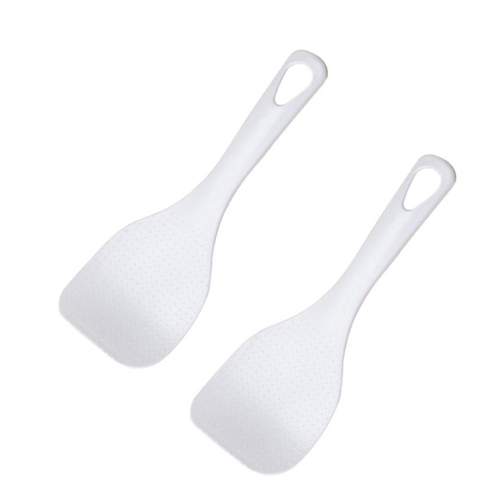 Set 2 linguri servire orez plastic alb 15x5cm