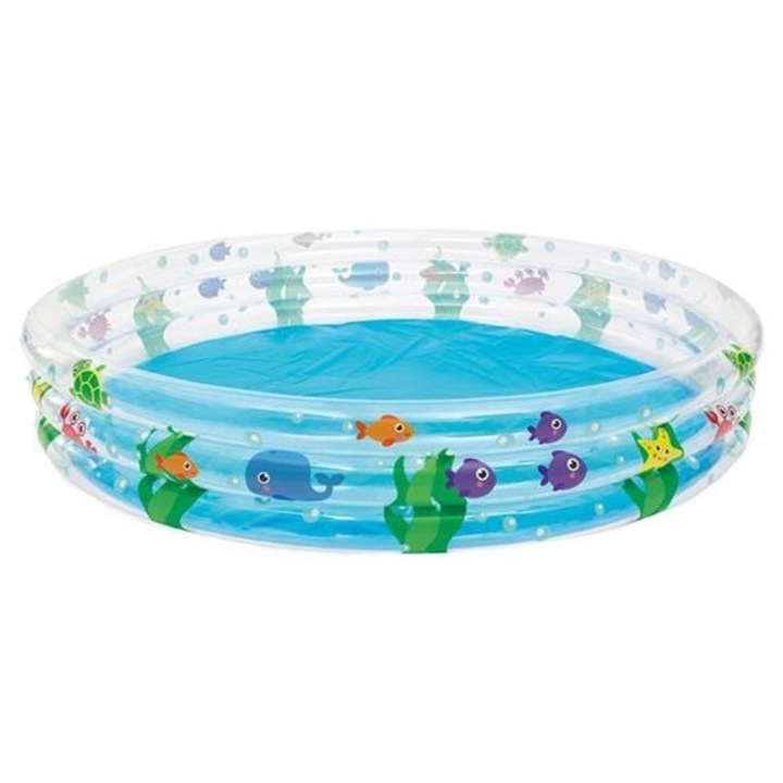 Felfújható gyermekmedence, 183x33cm, 3 gyűrűs, 480l kapacitás, többszínű